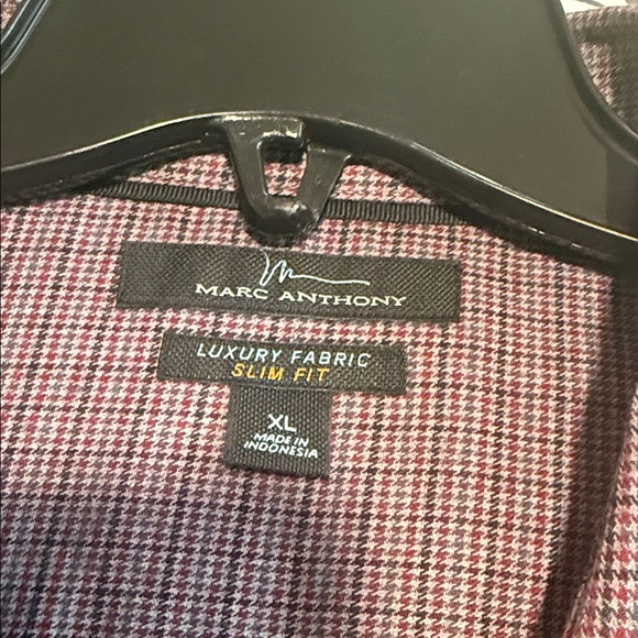 Marc Anthony Burgundy Checkered Shirt - Picture 2 of 4